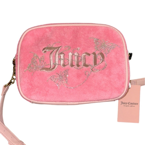 JUICY COUTURE PINK DIAMOND WINGING IT LOGO & RHINESTONE BUTTERFLY  BAG NWT - Picture 4 of 8